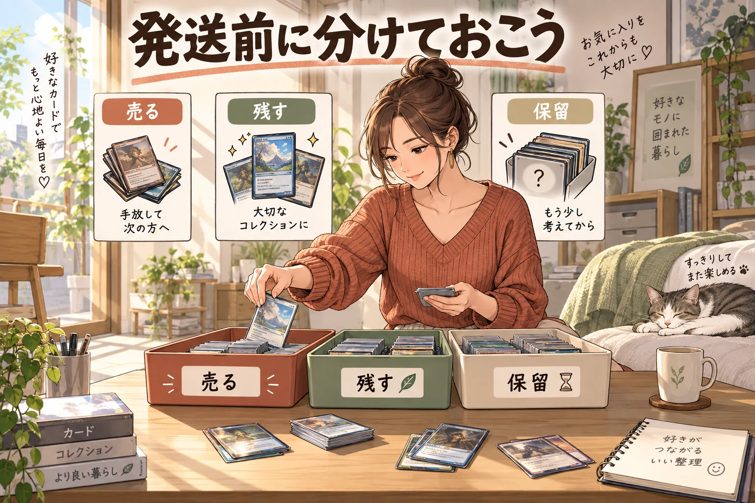 高く売るために発送前・持込前にしておきたいことを説明する漫画図解