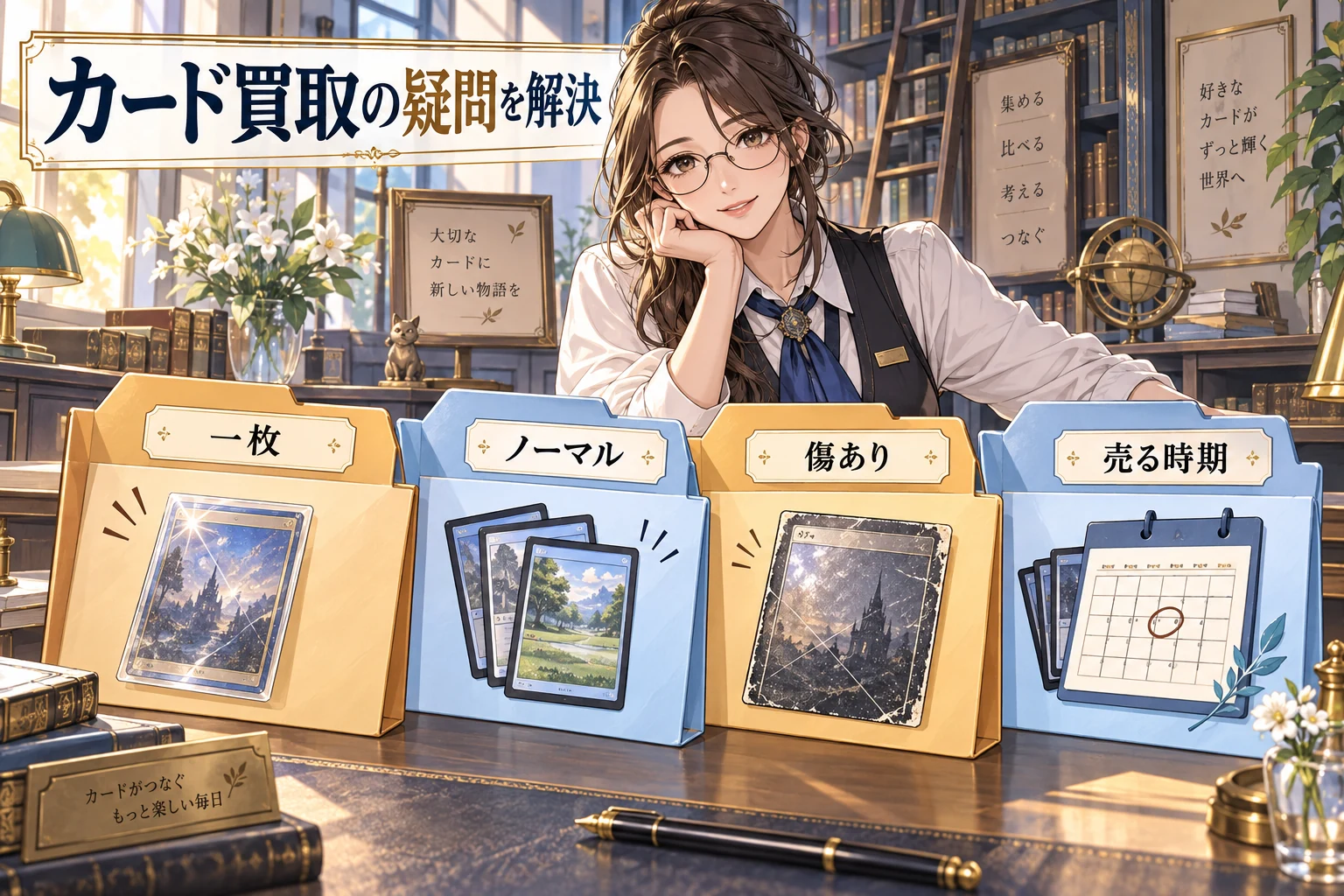 ワンピースカード買取のよくある質問を説明する漫画図解