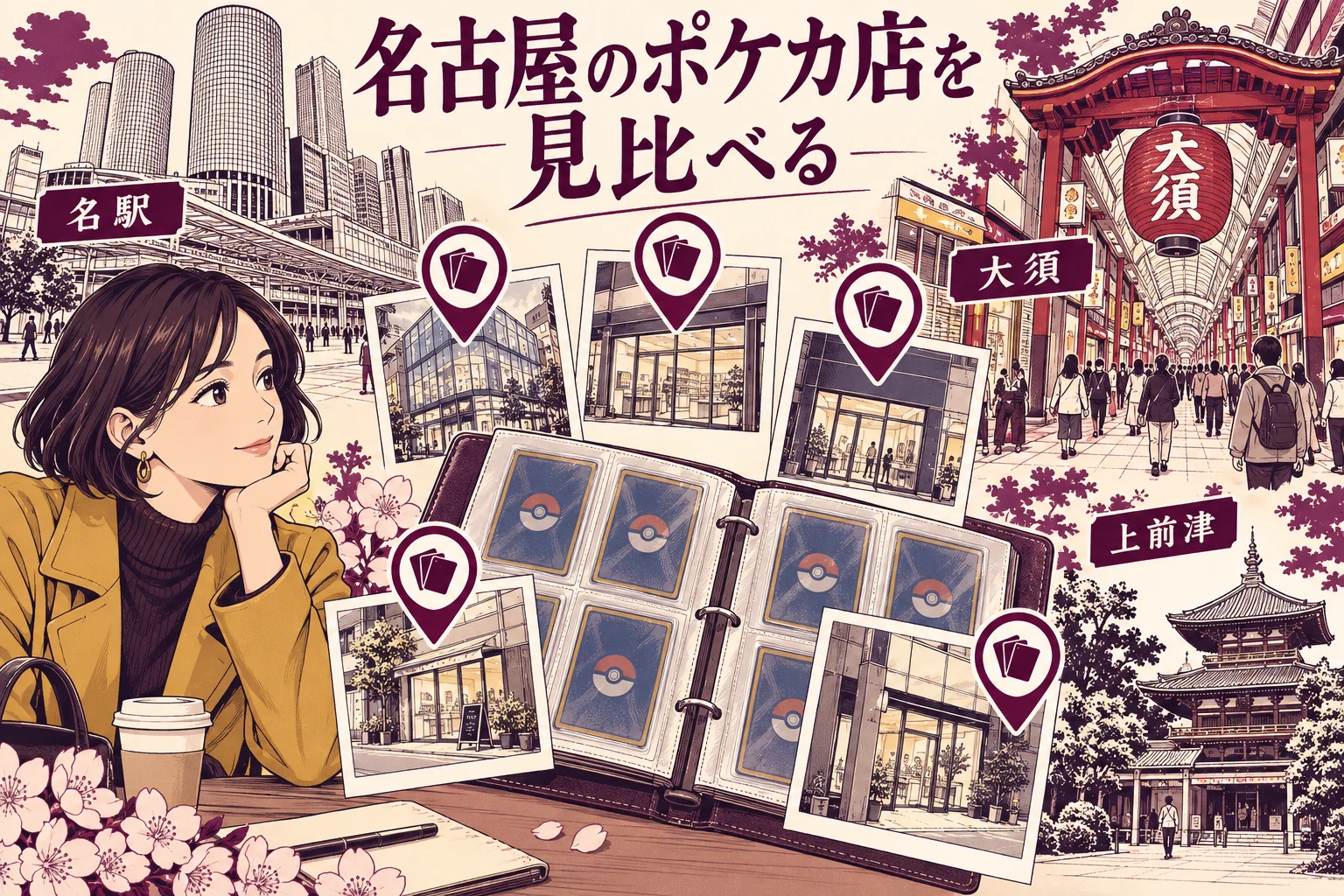 名古屋でポケカオリパを探すなら比較したい5店を説明する漫画図解