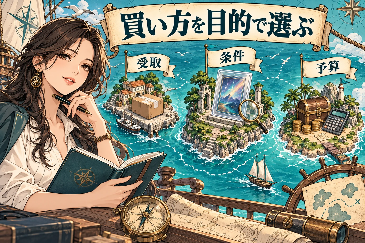 ワンピースカードはオリパ・シングル・オンラインを目的で選ぶを説明する漫画図解