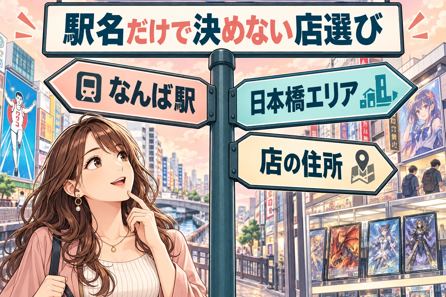 なんば・日本橋・オタロードのどこで探す？場所の選び方を説明する漫画図解